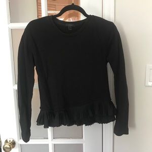 J Crew Black Ruffle Detail Sweater